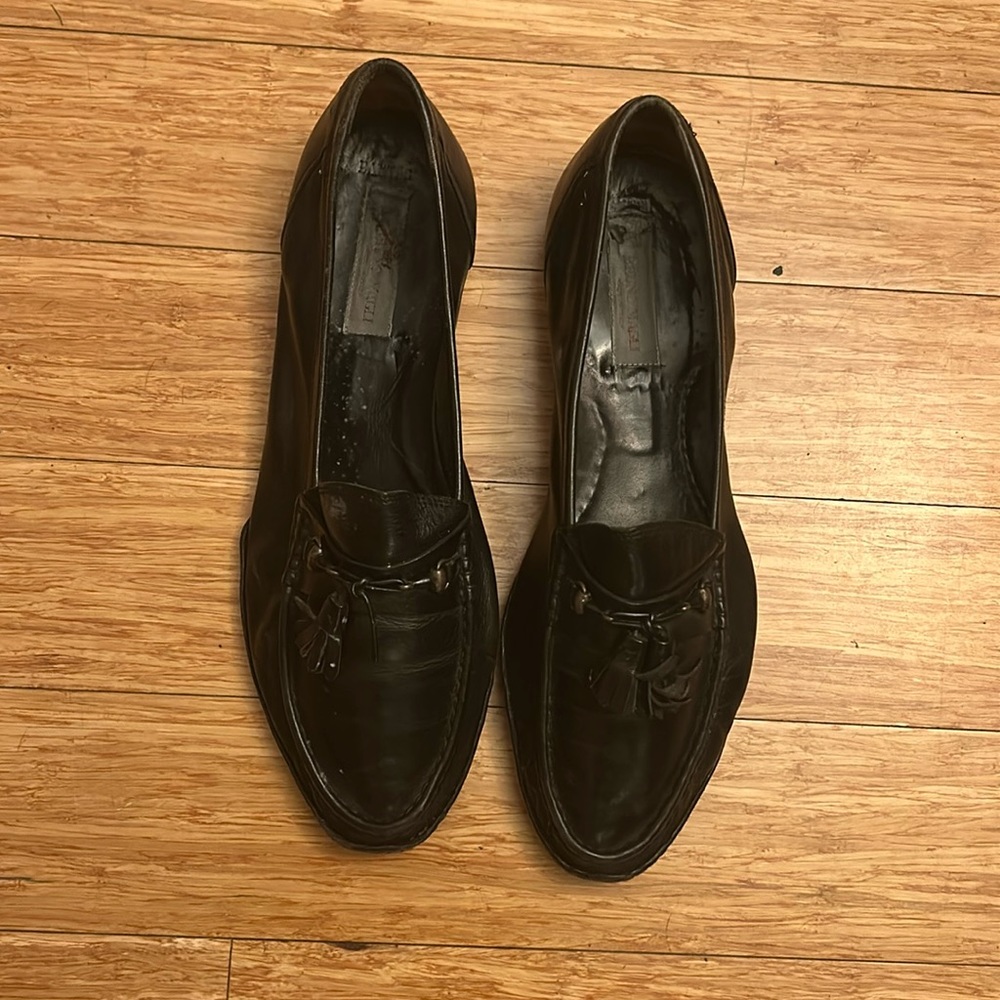 Vintage Bruno Magli  Black, leather, tasseled men loafers